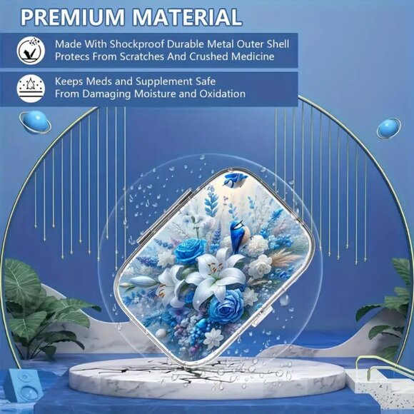 Blue Floral Pill Box - Picture 5 of 5